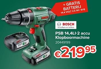 Promoties Bosch psb 14,4li-2 accu klopboormachine - Bosch - Geldig van 23/05/2019 tot 16/06/2019 bij Euro Shop