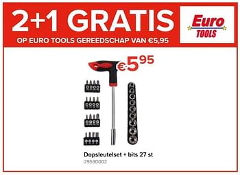Promoties Euro tools dopsleutelset + bits 27st - Euro Tools - Geldig van 23/05/2019 tot 16/06/2019 bij Euro Shop