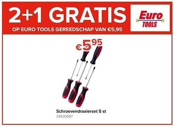 Promoties Schroevendraaierset 5 st - Euro Tools - Geldig van 23/05/2019 tot 16/06/2019 bij Euro Shop