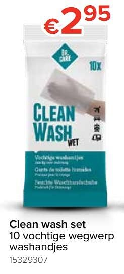 Promoties Clean wash set 10 vochtige wegwerp washandjes - Dr. Care - Geldig van 23/05/2019 tot 16/06/2019 bij Euro Shop