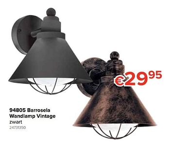 Promoties 94805 barrosela wandlamp vintage - Eglo - Geldig van 23/05/2019 tot 16/06/2019 bij Euro Shop