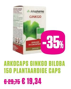 Promotions Arkocaps ginkgo biloba 150 plantaardige caps - Arkopharma - Valide de 25/05/2019 à 31/07/2019 chez Medi-Market