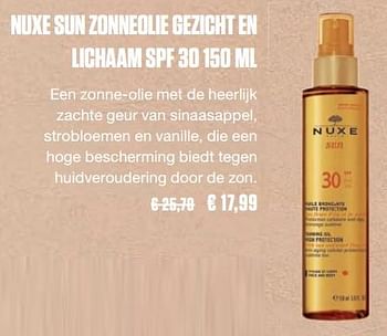 Promoties Nuxe sun zonneolie gezicht en lichaam spf 30 - Nuxe - Geldig van 25/05/2019 tot 31/07/2019 bij Medi-Market