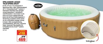 Promotions Opblaasbare jacuzzi palm spring airjet - Lay-Z-Spa - Valide de 16/05/2019 à 26/05/2019 chez HandyHome