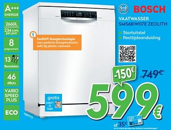 Promoties Bosch vaatwasser sms68iw07e zeolith - Bosch - Geldig van 27/05/2019 tot 26/06/2019 bij Krefel