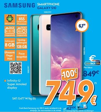 Promotions Samsung smartphone galaxy s10 - Samsung - Valide de 27/05/2019 à 26/06/2019 chez Krefel