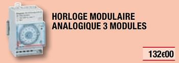 Promoties Horloge modulaire analogique 3 modules - Legrand - Geldig van 01/04/2019 tot 31/12/2019 bij Brico Depot