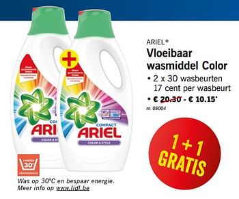 Promoties Vloeibaar wasmiddel color - Ariel - Geldig van 27/05/2019 tot 01/06/2019 bij Lidl