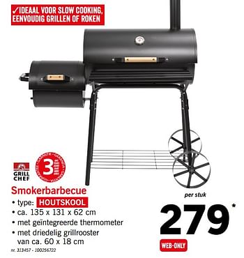 Promoties Smokerbarbecue - Grill Chef - Geldig van 27/05/2019 tot 01/06/2019 bij Lidl