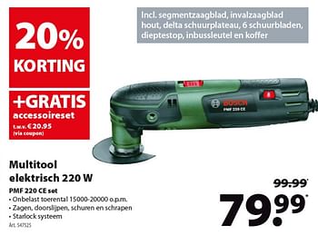 Promoties Bosch multitool elektrisch 220 w pmf 220 ce set - Bosch - Geldig van 22/05/2019 tot 17/06/2019 bij Gamma