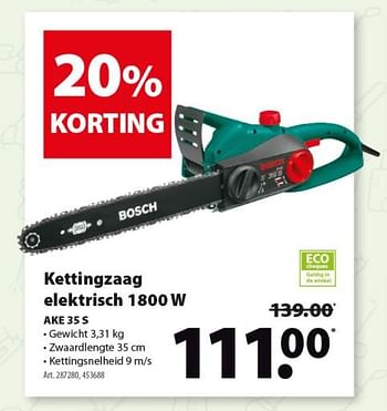 Promotions Bosch kettingzaag elektrisch 1800 w ake 35 s - Bosch - Valide de 22/05/2019 à 17/06/2019 chez Gamma