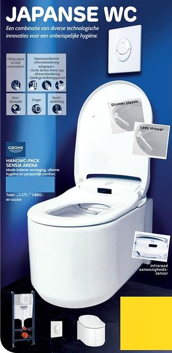 Promoties Hangwc-pack sensia arena toilet - Grohe - Geldig van 29/05/2019 tot 24/06/2019 bij BricoPlanit