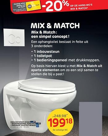 Promoties Inbouwsysteem ocean + bedieningspaneel rond wit + zwevende toiletpot benaize - Aquazuro - Geldig van 29/05/2019 tot 24/06/2019 bij BricoPlanit