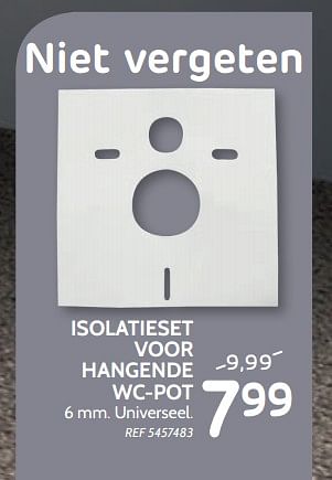 Promoties Isolatieset voor hangende wc-pot - Huismerk - BricoPlanit - Geldig van 29/05/2019 tot 24/06/2019 bij BricoPlanit