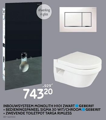 Promoties Inbouwsysteem monolith h101 zwart geberit - Geberit - Geldig van 29/05/2019 tot 24/06/2019 bij BricoPlanit