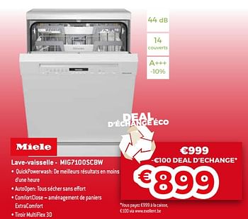 Promotions Miele lave-vaisselle - mig7100scbw - Miele - Valide de 20/05/2019 à 09/06/2019 chez Exellent