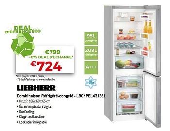 Promotions Liebherr combinaison réfrigéré-congelé - lbcnpel431321 - Liebherr - Valide de 20/05/2019 à 09/06/2019 chez Exellent
