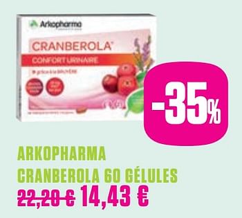 Promotions Arkopharma cranberola 60 gélules - Arkopharma - Valide de 25/05/2019 à 31/07/2019 chez Medi-Market