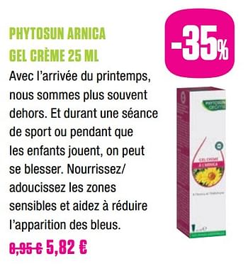Promotions Phytosun arnica gel crème - Phytosun - Valide de 25/05/2019 à 31/07/2019 chez Medi-Market