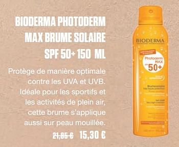 Promotions Bioderma photoderm max brume solaire spf 50+ - BIODERMA - Valide de 25/05/2019 à 31/07/2019 chez Medi-Market