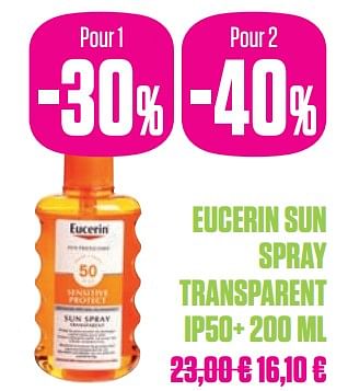 Promotions Eucerin sun spray transparent ip50+ - Eucerin - Valide de 25/05/2019 à 31/07/2019 chez Medi-Market