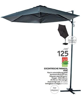 Promoties Excentrische parasol vive - Central Park - Geldig van 29/05/2019 tot 24/06/2019 bij BricoPlanit