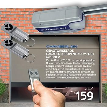 Promoties Gemotoriseerde garagedeuropener comfort ml100ev - Chamberlain - Geldig van 29/05/2019 tot 24/06/2019 bij BricoPlanit