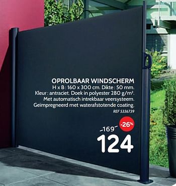 Promoties Oprolbaar windscherm - Huismerk - BricoPlanit - Geldig van 29/05/2019 tot 24/06/2019 bij BricoPlanit