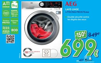 Promotions Aeg lave-linge l7fec96s prosteam - AEG - Valide de 27/05/2019 à 26/06/2019 chez Krefel