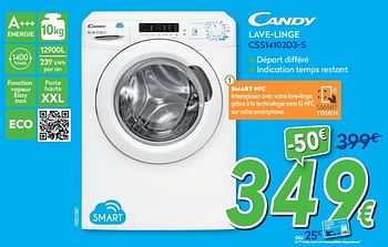 Promotions Candy lave-linge css14102d3-s - Candy - Valide de 27/05/2019 à 26/06/2019 chez Krefel