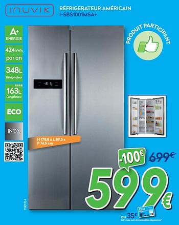 Promotions Inuvik réfrigérateur américain i-sbs1001msa+ - Inuvik - Valide de 27/05/2019 à 26/06/2019 chez Krefel