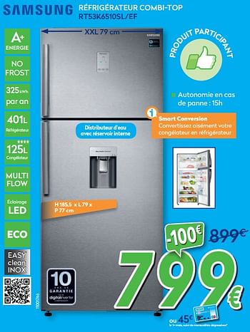 Promotions Samsung réfrigérateur combi-top rt53k6510sl-ef - Samsung - Valide de 27/05/2019 à 26/06/2019 chez Krefel