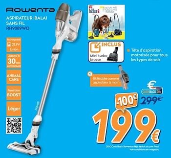 Promotions Rowenta aspirateur-balai sans fil rh9089wo - Rowenta - Valide de 27/05/2019 à 26/06/2019 chez Krefel
