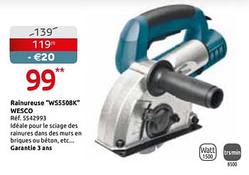 Promotions Rainureuse ws5508k wesco - Wesco - Valide de 29/05/2019 à 10/06/2019 chez Brico