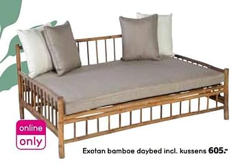Promotions Exotan bamboe daybed incl. kussens - Produit maison - Leen Bakker - Valide de 01/05/2019 à 31/10/2019 chez Leen Bakker