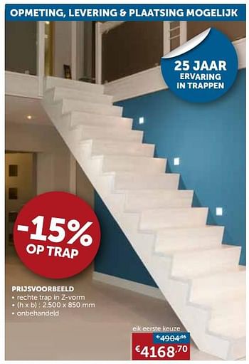 Promotions Rechte trap in z-vorm eik eerste keuze - Produit maison - Zelfbouwmarkt - Valide de 28/05/2019 à 24/06/2019 chez Zelfbouwmarkt
