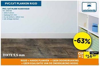 Promotions Pvc - lvt plank vloer rigid - Produit maison - Zelfbouwmarkt - Valide de 28/05/2019 à 24/06/2019 chez Zelfbouwmarkt
