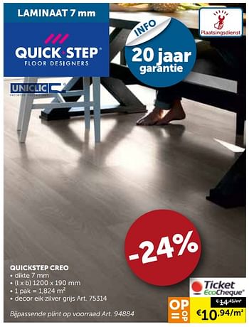 Promoties Quickstep creo - QuickStep - Geldig van 28/05/2019 tot 24/06/2019 bij Zelfbouwmarkt