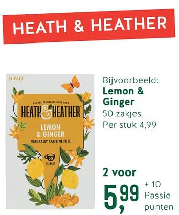 Promoties Lemon + ginger - Heath & Heather - Geldig van 20/05/2019 tot 16/06/2019 bij Holland & Barret