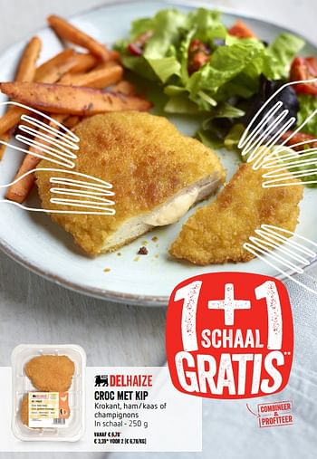Promoties Croc met kip krokant, ham-kaas of champignons - Huismerk - Delhaize - Geldig van 23/05/2019 tot 29/05/2019 bij Delhaize