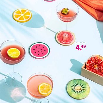 Promotions Sous-verres fruit - Produit maison - Leen Bakker - Valide de 20/05/2019 à 31/10/2019 chez Leen Bakker