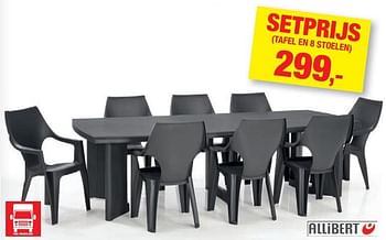 Promoties Setprijs tafel en 8 stoelen - Allibert - Geldig van 22/05/2019 tot 02/06/2019 bij Hubo