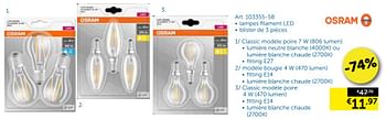 Promoties Ampoules filament led - Osram - Geldig van 28/05/2019 tot 24/06/2019 bij Zelfbouwmarkt