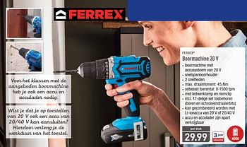 Ferrex Ferrex boormachine 20 - Promotie bij Aldi