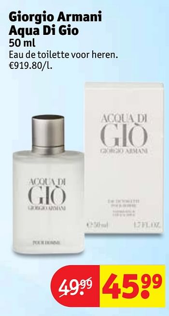 Promotions Giorgio armani aqua di gio eau de toilette voor heren - Aqua di Gio - Valide de 21/05/2019 à 02/06/2019 chez Kruidvat