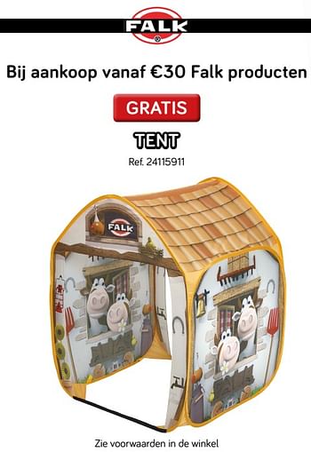 Promoties Bij aankoop vanaf €30 falk producten gratis tent - Falk - Geldig van 28/05/2019 tot 25/06/2019 bij Supra Bazar