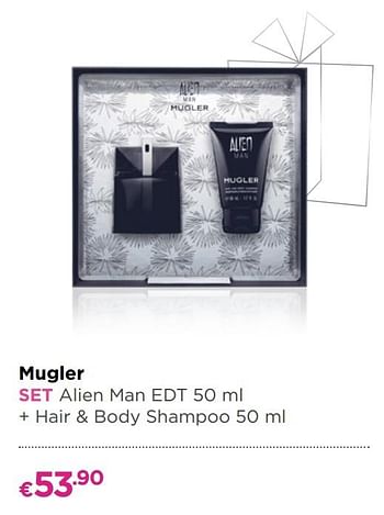 Promoties Mugler set alien man edt + hair + body shampoo - Thierry Mugler - Geldig van 27/05/2019 tot 09/06/2019 bij ICI PARIS XL