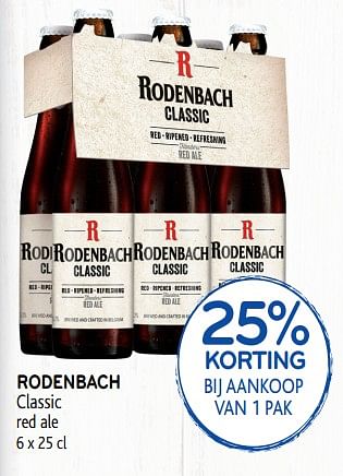 Promotions 25% korting bij aankoop van 1 pak rodenbach classic red ale - Rodenbach - Valide de 04/06/2019 à 18/06/2019 chez Alvo