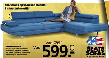 Promoties Hoeksalon bowie - Huismerk - Seats and Sofas - Geldig van 11/06/2019 tot 16/06/2019 bij Seats and Sofas
