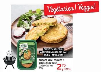 Promotions Burger aux légumes - Garden Gourmet - Valide de 04/06/2019 à 18/06/2019 chez Alvo